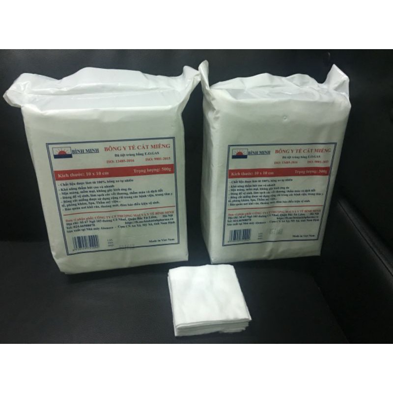 Bông cắt miếng sẵn Bình Minh  Gói 0.5kg – Bông dùng trong spa, phun xăm, vệ sinh cá nhân