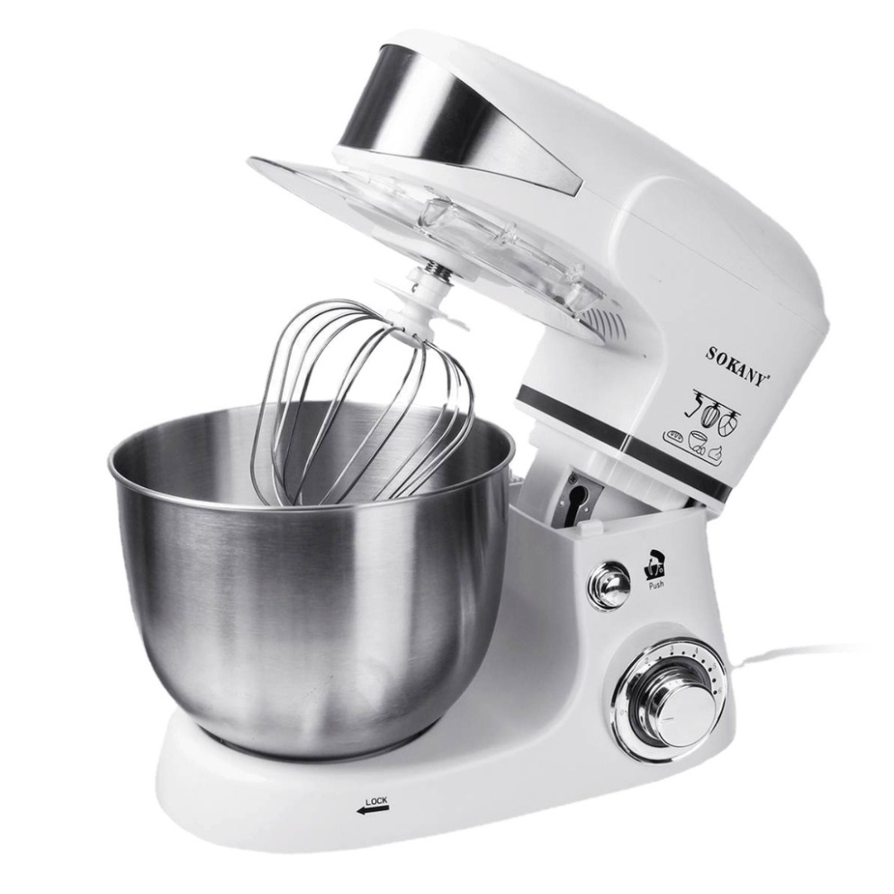 Máy nhồi bột đánh trứng trộn bột làm bánh nhà bếp SOKANY SK-206 với 6 cấp độ xoay, tô trộn Inox 5L