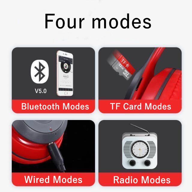 Tai nghe bluetooth không dây Thẻ TF / Đài FM stereo Máy nghe nhạc Mp3 có thể gập lại cho Tai nghe Xiaomi có dây kết nối