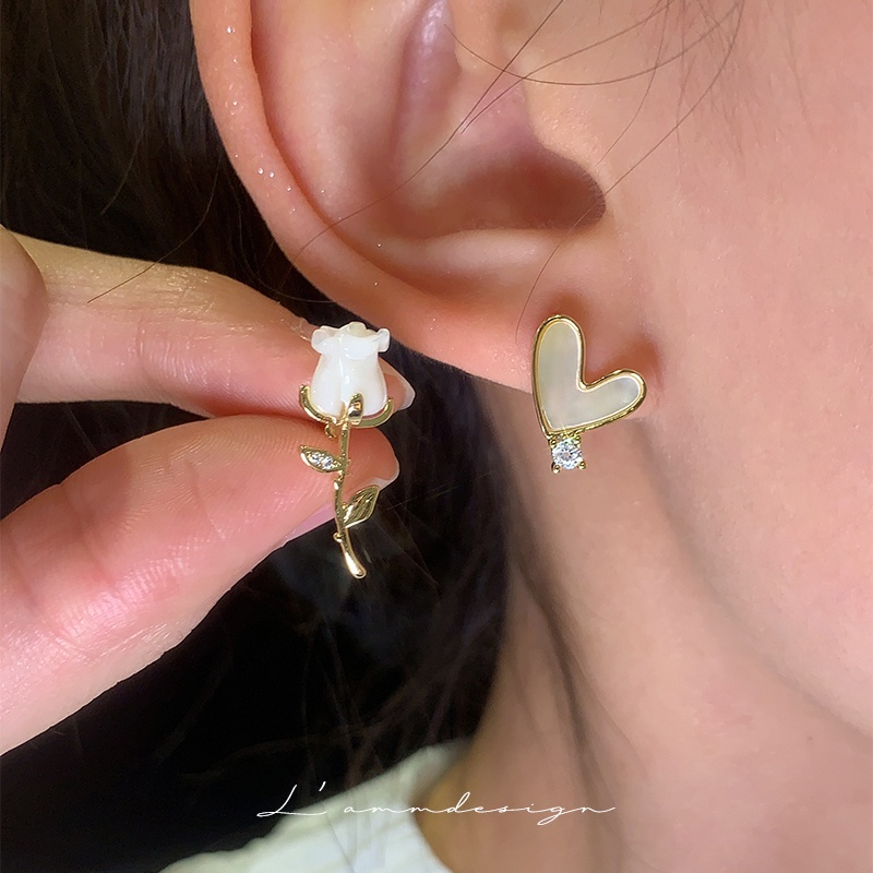 Bông Tai Hình Trái Tim Đính Đá Thời Trang Cho Nữ