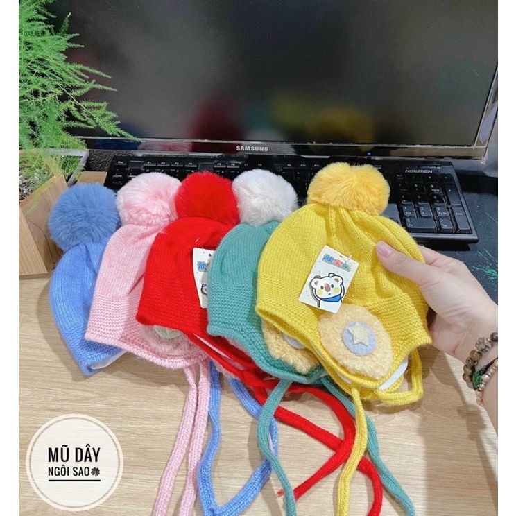 Mũ len bịt tai có lớp lót vải cho bé, mũ len mềm mịn