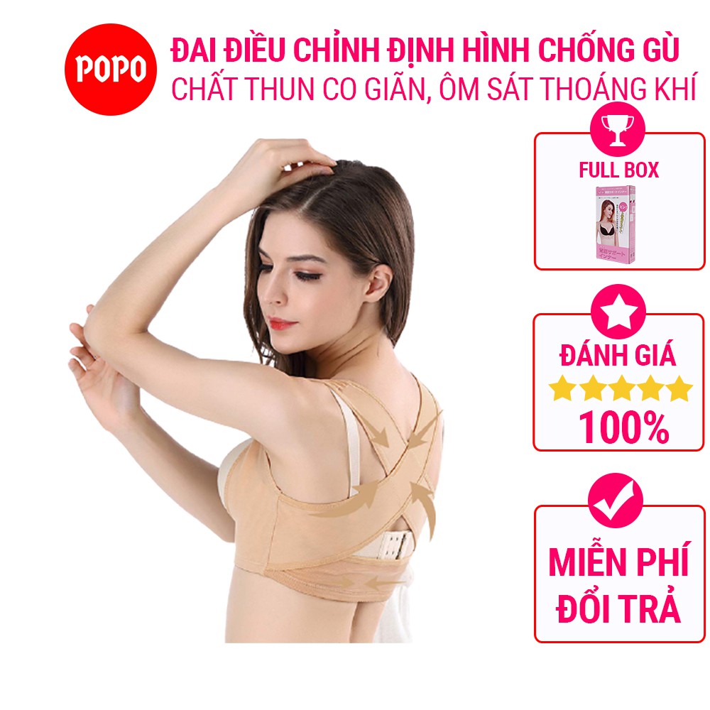 Đai đeo nắn chỉnh định hình tư thế chống gù BC5 dành cho nữ chất vải thun thoáng khí giúp định hình giảm đau nhức POPO