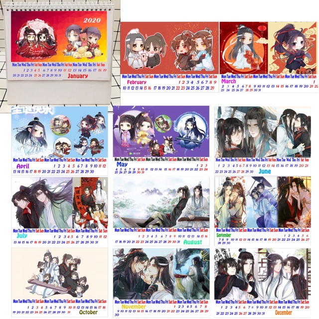 Lịch để bàn anime date alive 2020:  12 tờ