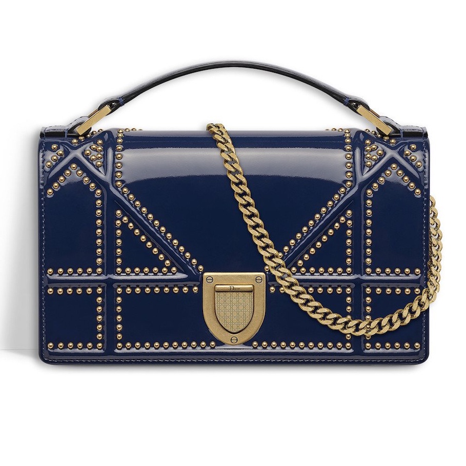 Túi Dior Studded Glazed Calfskin Diorama Clutch (AUTHENTIC)