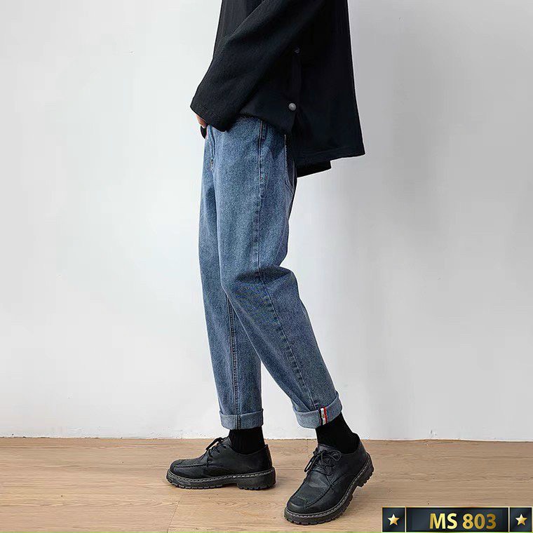 Quần jean nam baggy ống suông rộng - quần bò nam đen dáng đứng vải jeans cao cấp hottrend 2022 J805