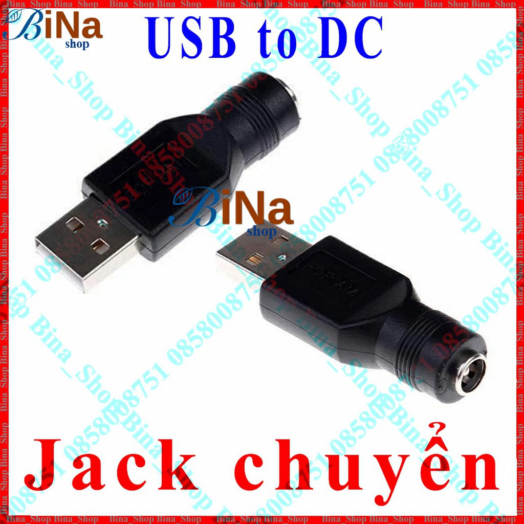 Đầu chuyển USB sang DC 5.5x2.1, Jack chuyển nguồn tiện dụng