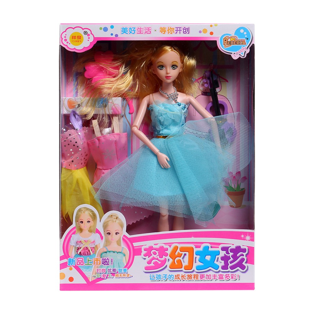Bộ đồ chơi hộp búp bê Barbie nhiều phụ kiện kèm tủ giầy cho bé gái