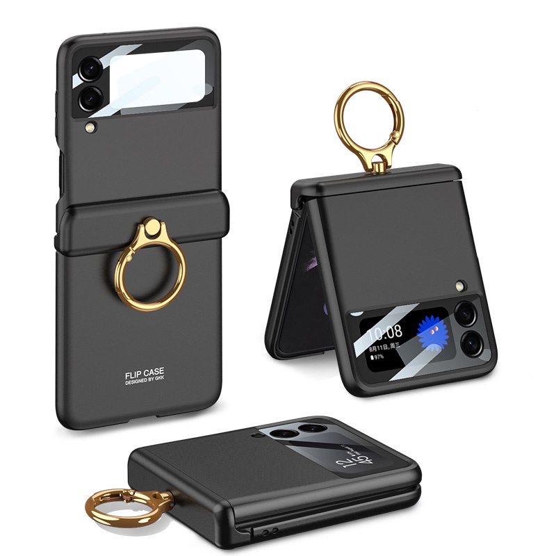 Ốp Điện Thoại Tích Hợp Vòng Đeo Ngón Tay Siêu Mỏng Chống Sốc Sang Trọng Cho Samsung Galaxy Z Flip 4