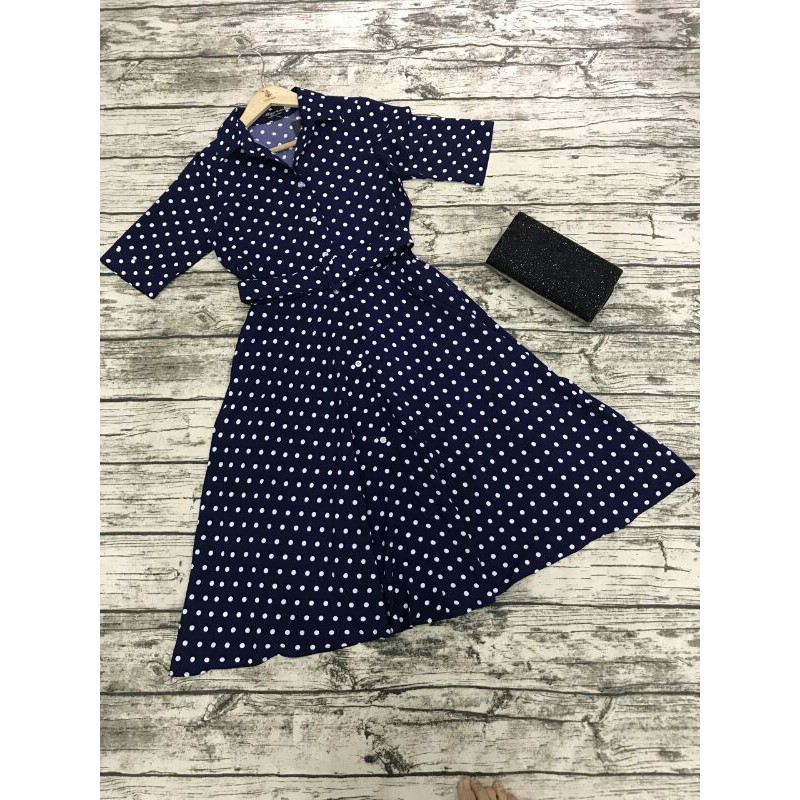 Đầm xòe Chấm Bi Kèm Bell Có Túi