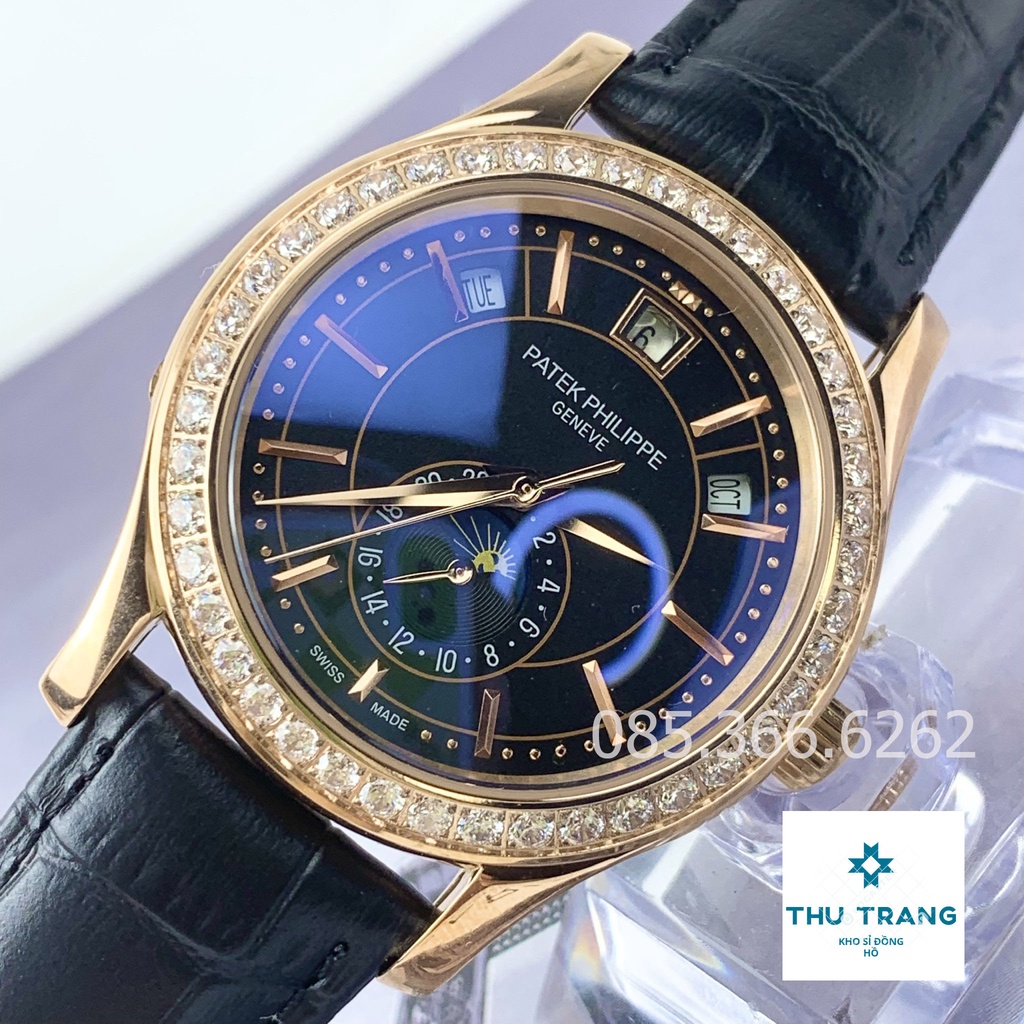 Đồng Hồ Nam PT Philip Complication Cơ Automatic Nhật viền đá size 40-41mm