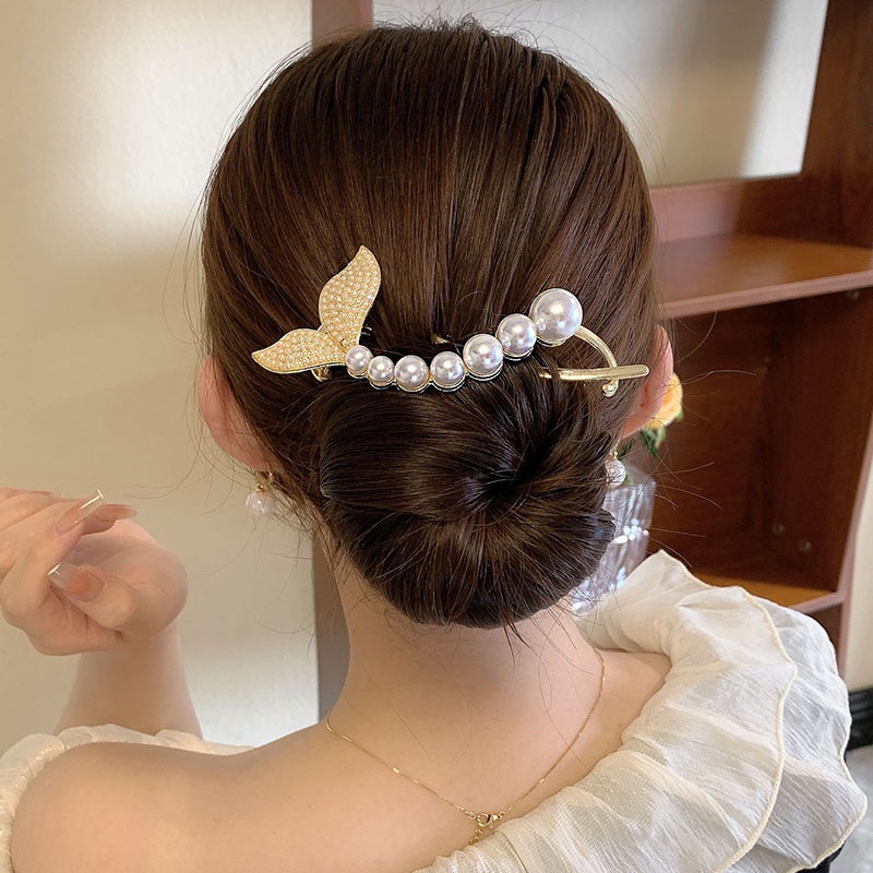 Kẹp Tóc Ếch Đính Ngọc Trai Nhân Tạo Thời Trang