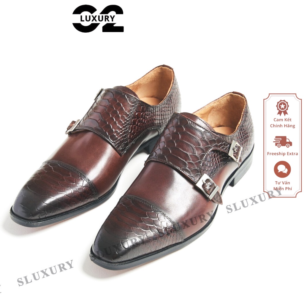 Giày nam Double Monstrap Cao cấp full size màu Đen , Nâu thời trang