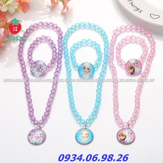Bộ trang sức 2 món cho bé gái gồm vòng cổ vòng tay công chúa elsa và sofia đáng yêu làm quà tặng cho bé