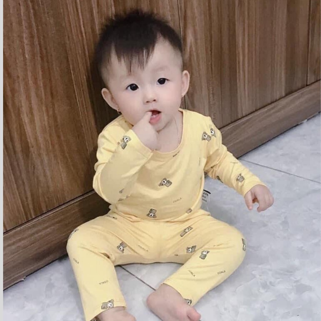 Bộ Thu Đông Dài Tay Cho Bé  Bộ Thun Lạnh Dài Tay Peekaboo Cạp Cao Cho Bé Trai Bé Gái với họa tiết Gấu Panda Dễ Thương