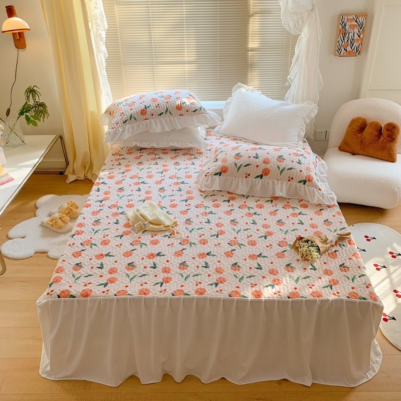 Bộ ga gối nỉ chần dày dặn + phủ viền bèo
