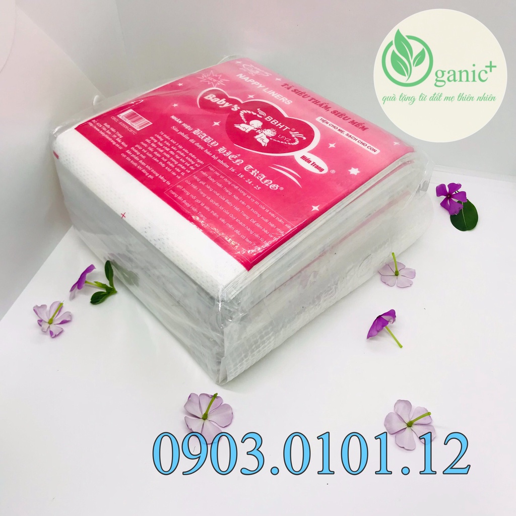 Tấm lót sơ sinh, miếng lót phân xu baby Hiền Trang, 100 tấm có tem chính hãng, siêu thấm hút, siêu tiện lợi