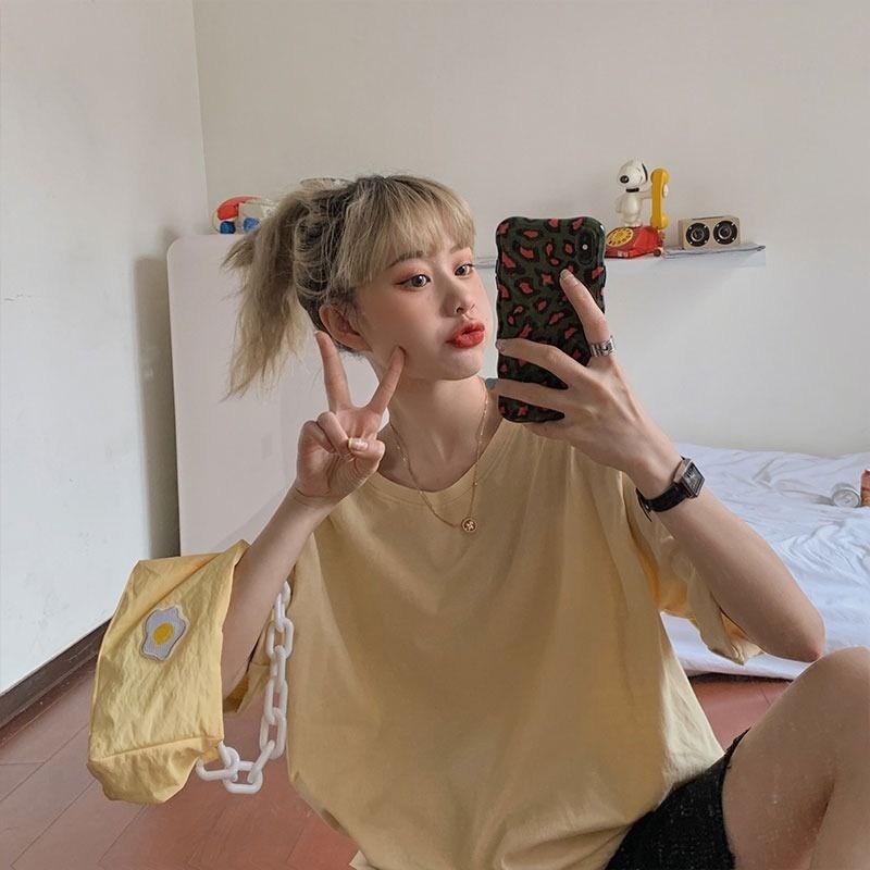Áo Thun Nữ Tay Lỡ Unisex 100% Cotton 24 Màu Form Rộng Unisex