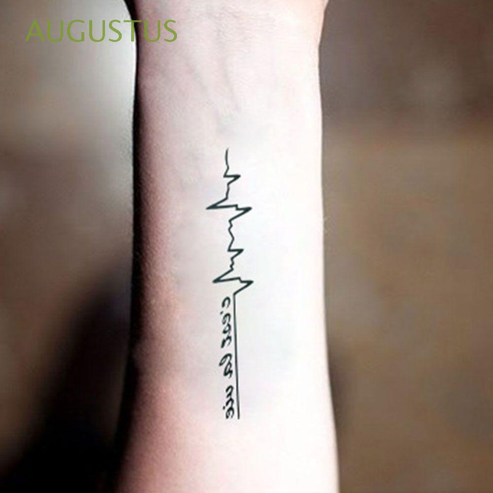 AUGUSTUS 2Sheet Fashion Henna Tatoo Waterproof Body Art Sticker Arm Chest Fake Tattoo Temporary Health Beauty Sexy Hot Selling New Arrival for Male and Female Ecg Alphabet Pattern Designs