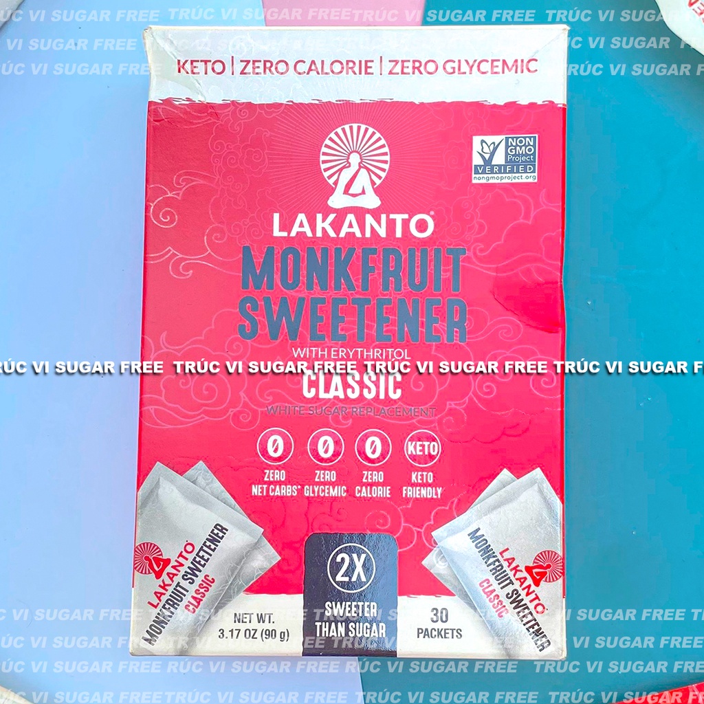 Đường ăn kiêng La Hán quả Lakanto monkfruit gói mini 90 gram ( keto, eat clean, tiểu đường, low carb)