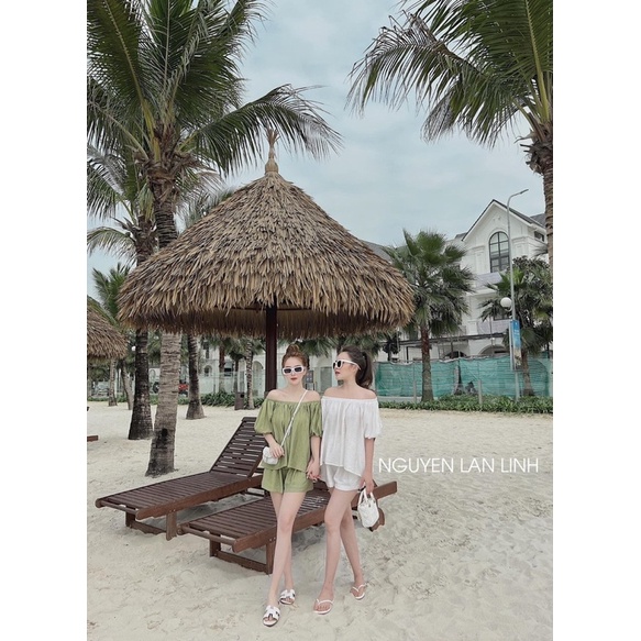 SET ÁO BẸT VAI BO CHUN + QUẦN SHORT LƯNG THUN (TH)