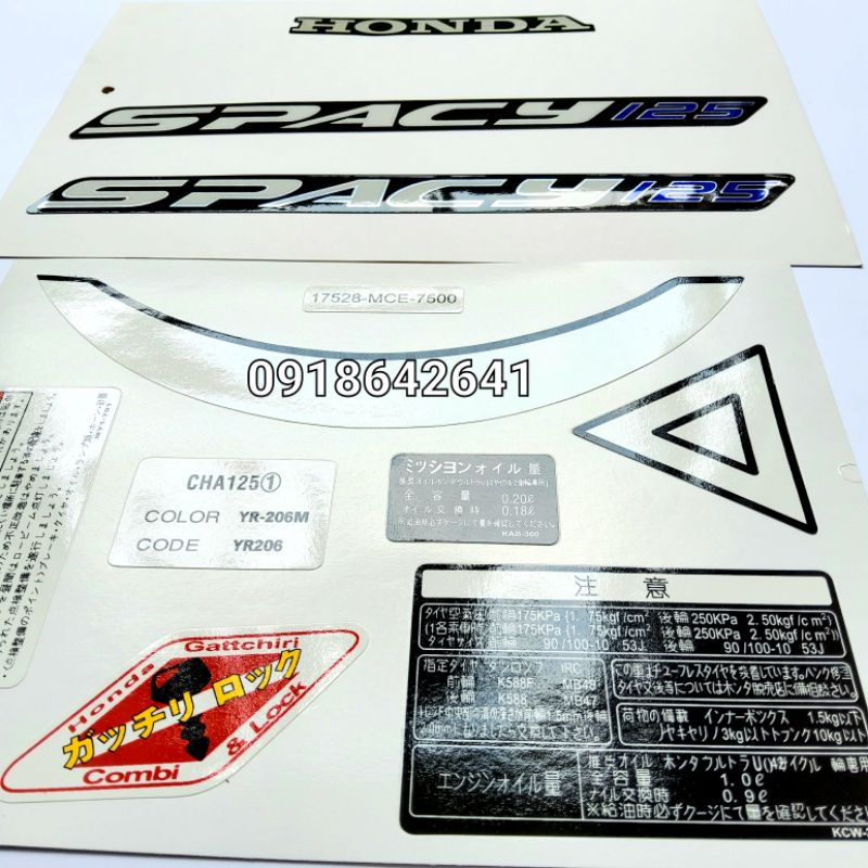 Bộ tem chữ Spacy việt kèm thông số như zin - màu đen