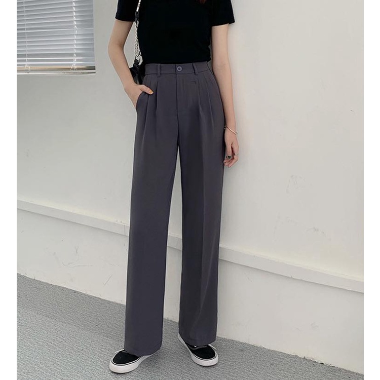 Quần Âu Nữ Hàn Quốc Ống Rộng Thời Trang Chất Vải Dày Dặn Trẻ Trung | BigBuy360 - bigbuy360.vn