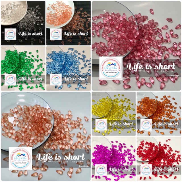 40g Hạt Acrylic Giọt Nước Dài Lỗ Ngang 8x17mm