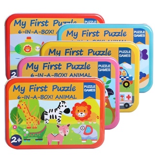 Đồ chơi ghép hình My First Puzzle 3-4-5-6 mảnh tranh ghép hình 5 chủ đề đựng trong hộp sắt dành cho các bé Binkids DC20