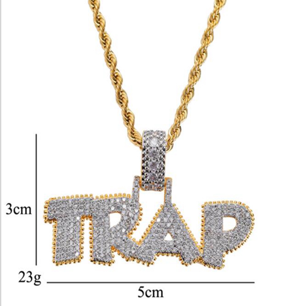 Dây Chuyền Hợp Kim Mặt Chữ Cái Đính Đá zircon Phong Cách hip hop
