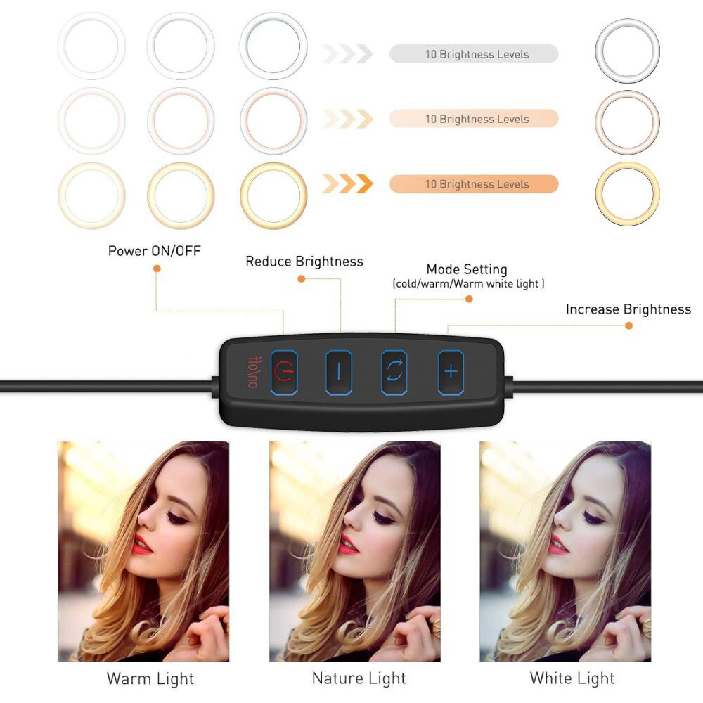 Đèn Led Kẹp Bàn, Làm Nail, Phun Săm, 3 Chế Độ Sáng Thân Đèn Uốn Dẻo Xoay 360 - Kẹp Cả Điện Thoại Livestream