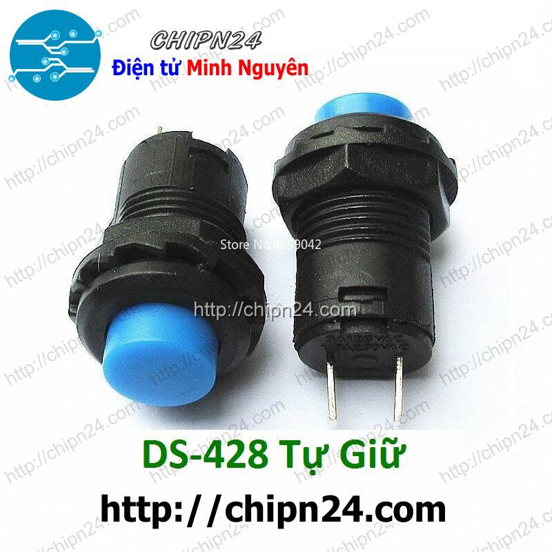 [2 CÁI] Nút nhấn Tự Giữ DS-428 Xanh Dương (Đường kính 12MM)