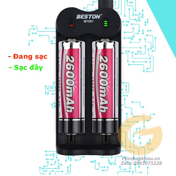 Sạc 2 cell pin cao cấp 18650, 21700, 26650  Beston Chính hãng điện áp 3.7v 4.2v thông minh, an toàn tự ngắt khi đầy