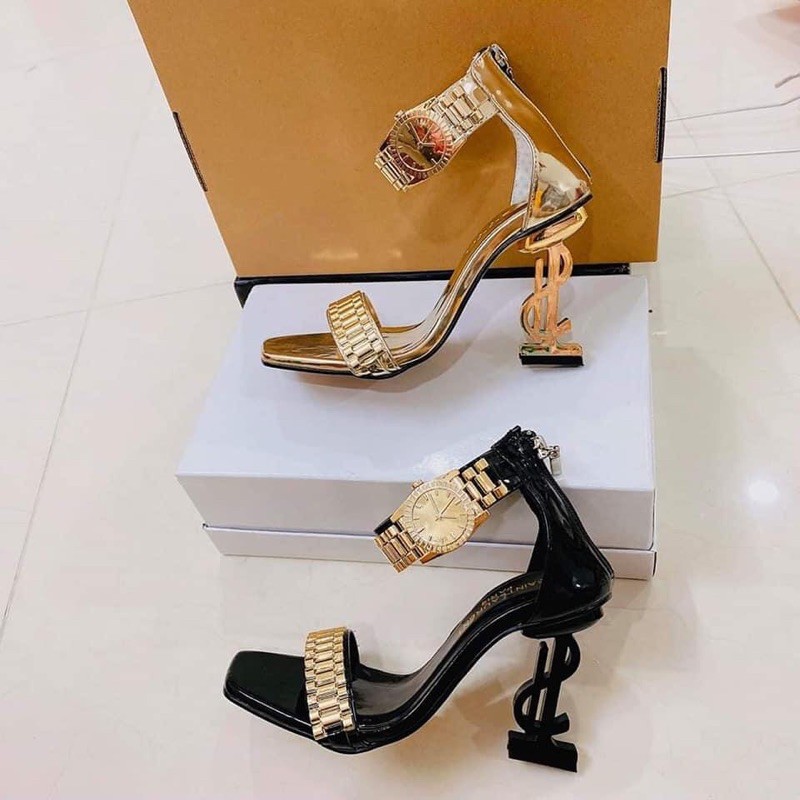 [Freeship] Sandal gót chữ S quai bản xích đ.ồng hồ