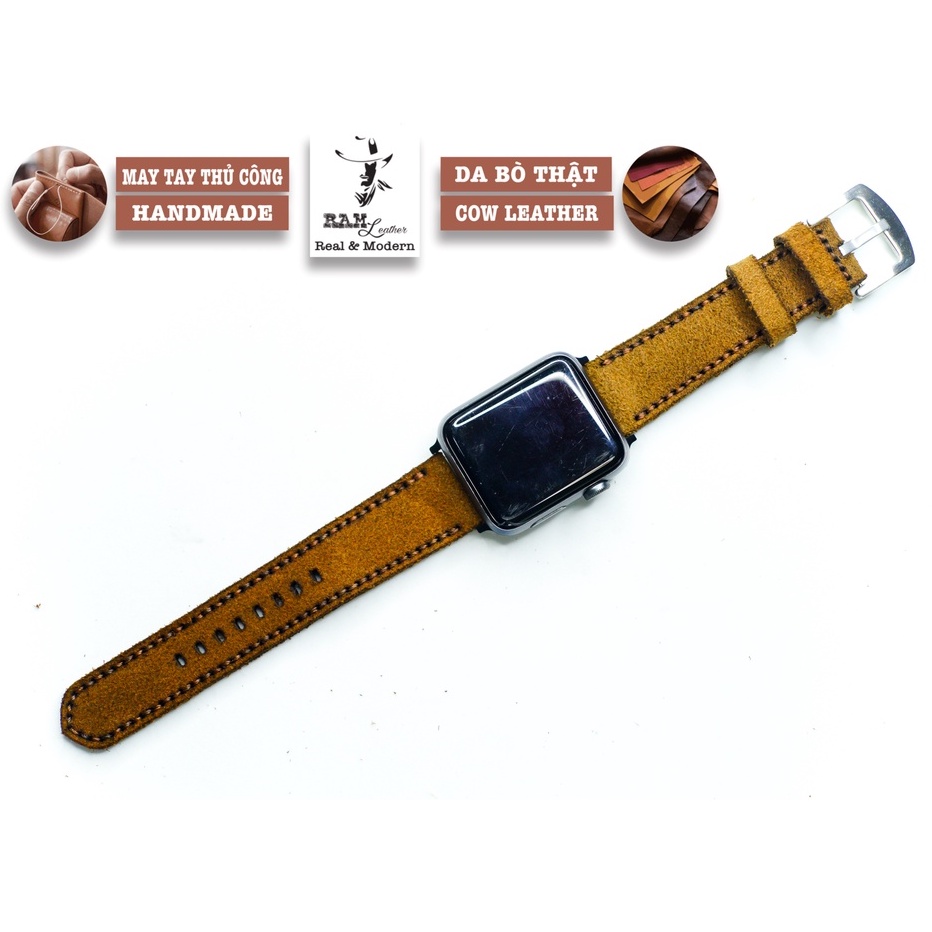 Dây đồng hồ Apple Watch , Iwatch , Iphone Watch Da Bò Thật RAM Leather 1960 Bền Đẹp
