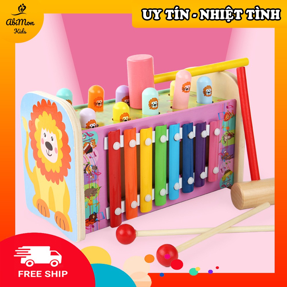 Đập Chuột Sư Tử Kèm Đàn Cho Bé ☘️ Montessori cao cấp ✨ (Đồ chơi Gỗ - Đồ chơi Giáo Dục - An toàn - Thông minh)