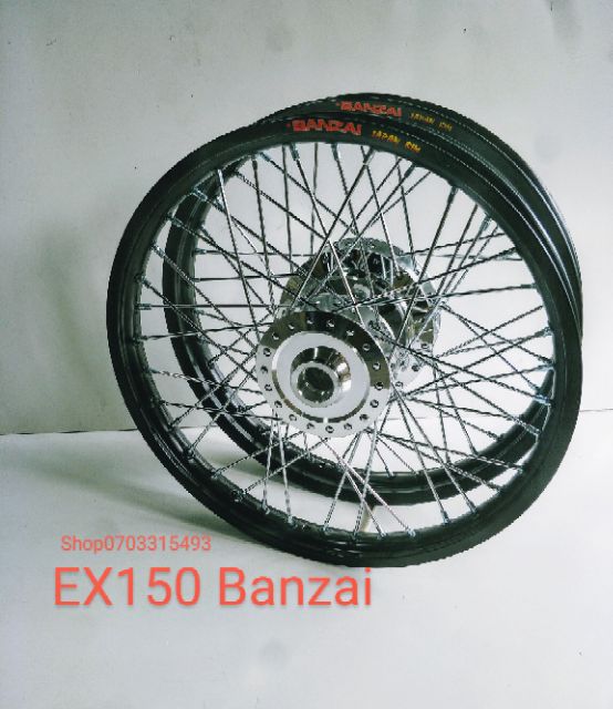 CẶP BÁNH EX 150 CĂM ĐÙM MẠ CRÔM NIỀN NHÔM BANZAI THÁI 1.4 1.6