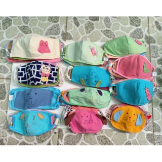 Sỉ 10 khẩu trang vải 2 lớp thêu hình thú cho bé 1-5 tuổi kute