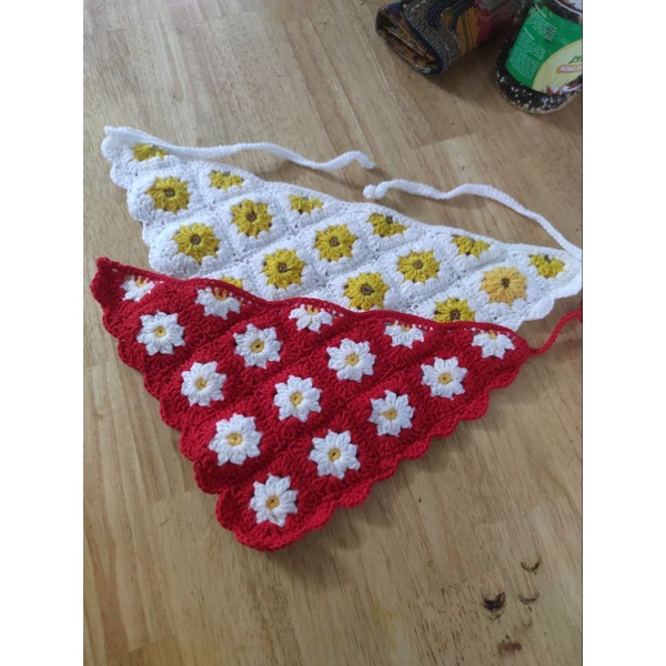 Khăn Bandana len hoa cúc màu sắc làm theo yêu cầu