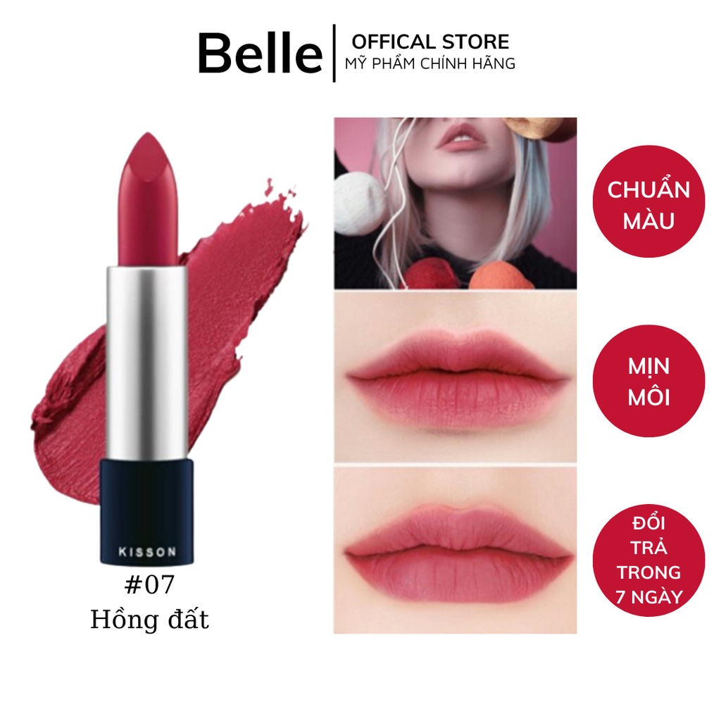 Son lì dưỡng môi chính hãng KISS ON màu hồng đất lâu trôi, mềm mịn môi, màu sắc tươi tắn không làm khô môi 4g kisson 07