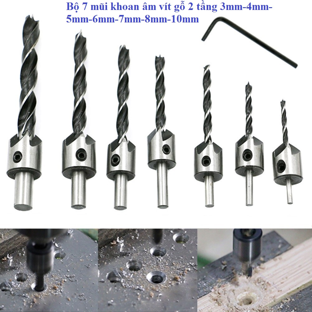 Bộ Mũi Khoan Bắt Vít Âm 7 mũi từ 3mm đến 10mm