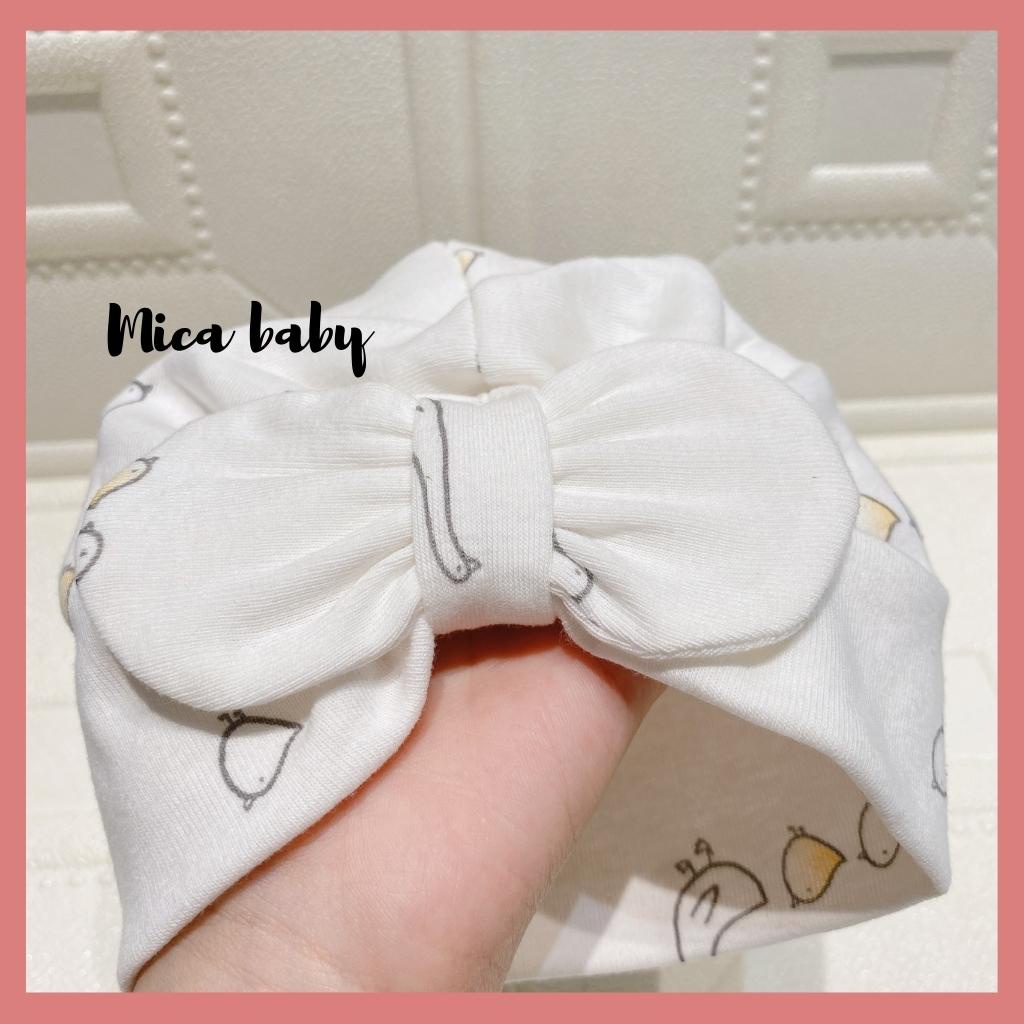 Mũ turban màu trắng họa tiết gà con đáng yêu cho bé Mica baby MTB97
