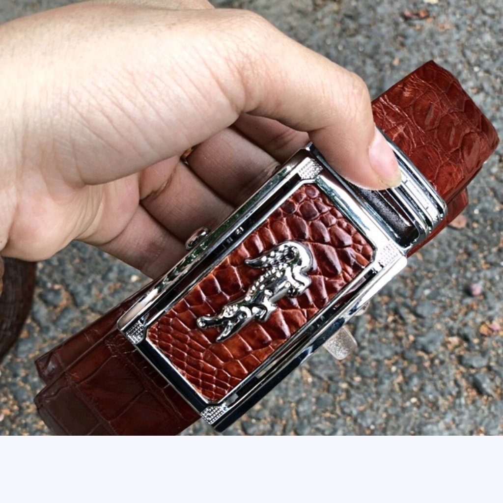 Dây nịt, thăt lưng da cá sấu da bụng liền nguyên con.