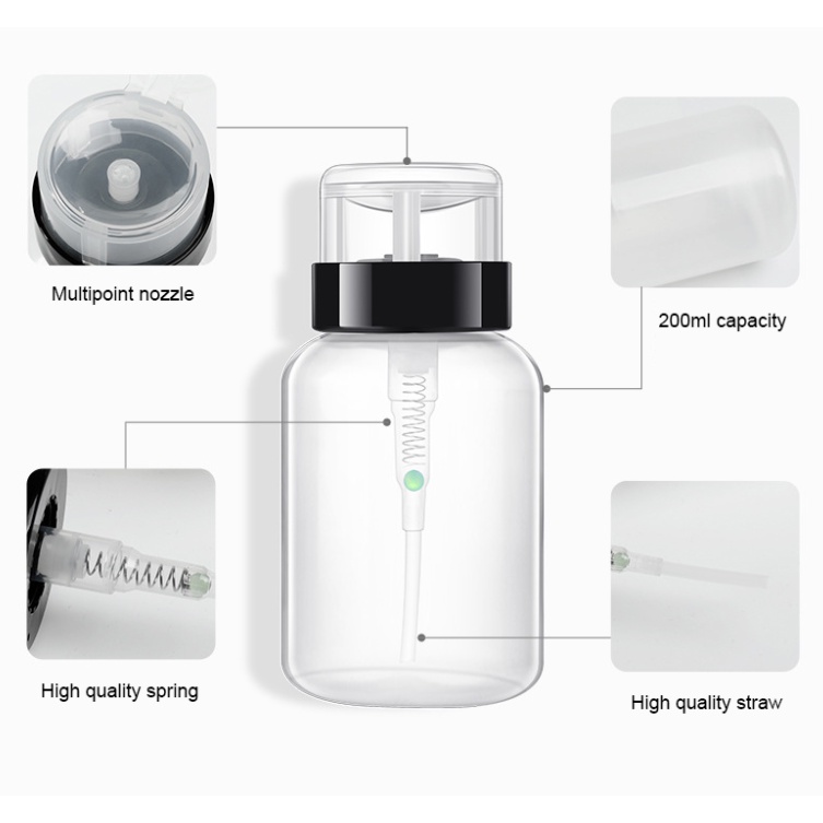 Lọ với vòi nhấn dung tích 200ml dùng để đựng kem dưỡng hoặc nước tẩy trang