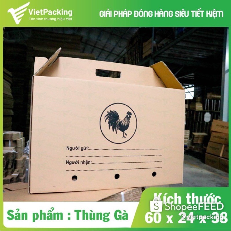 60x24x38 - 5 thùng carton có quai đựng gà có lỗ thông thoáng V215