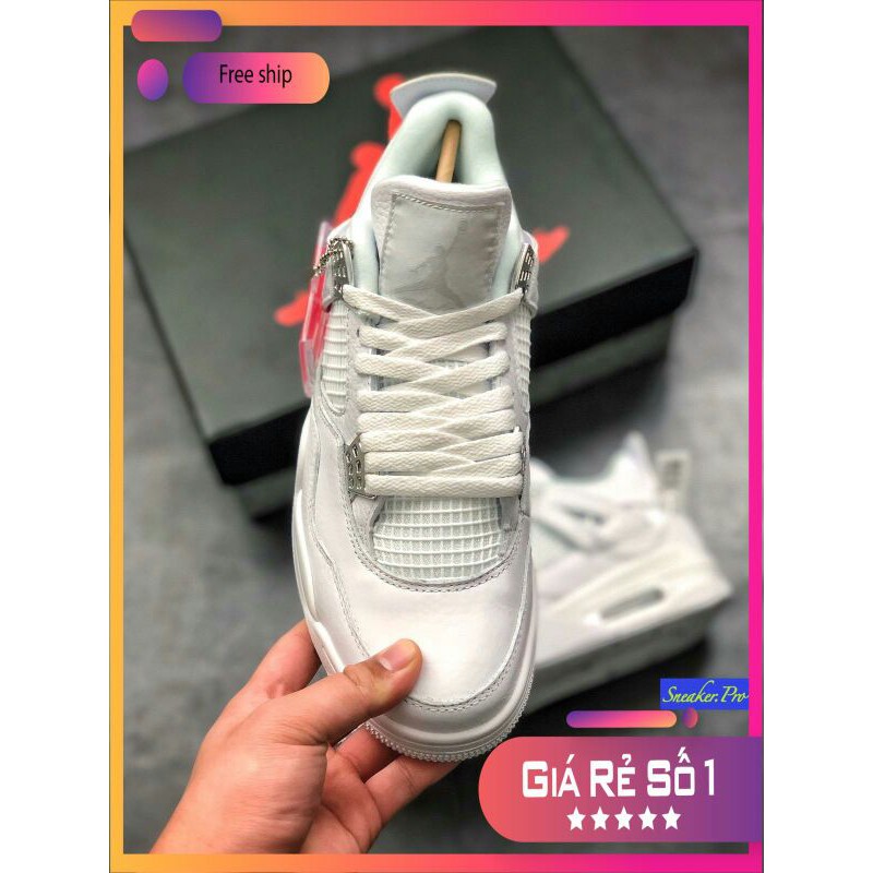 Ảnh thật Giày thể thao AIR JORDAN 4 Retro Pure money full trắng siêu đẹp cho nam và nữ siêu đẹp