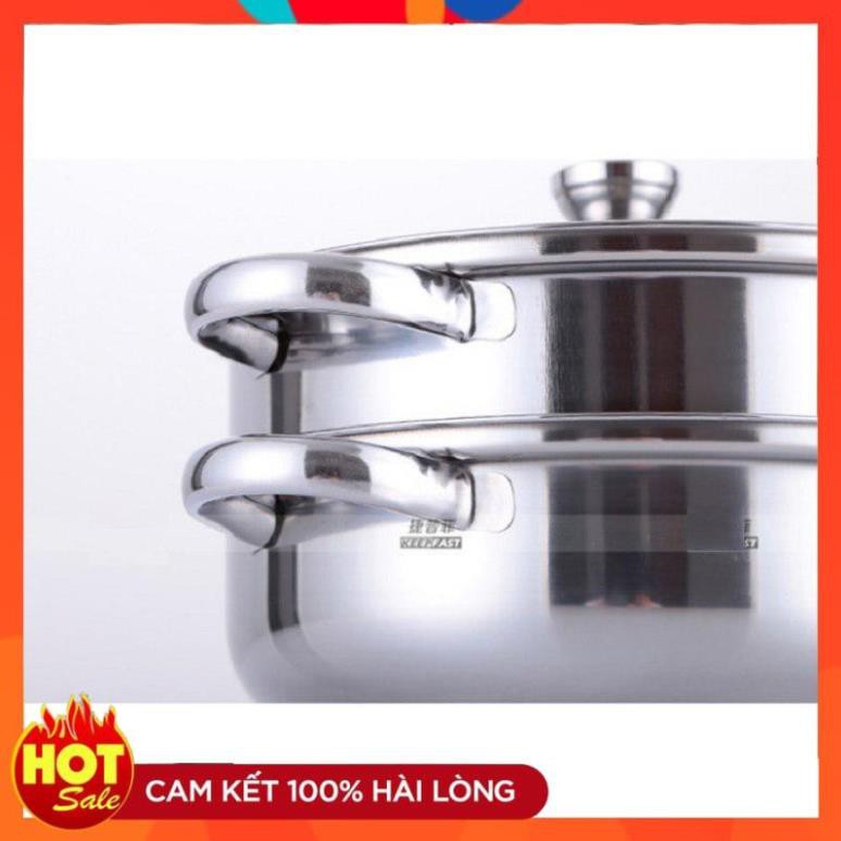 (Freeship) Nồi lẩu kiêm nồi hấp 2 tầng inox nắp thủy tinh cao cấp