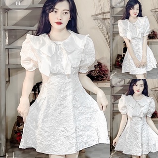 Đầm xoè trắng xoè cổ petter
