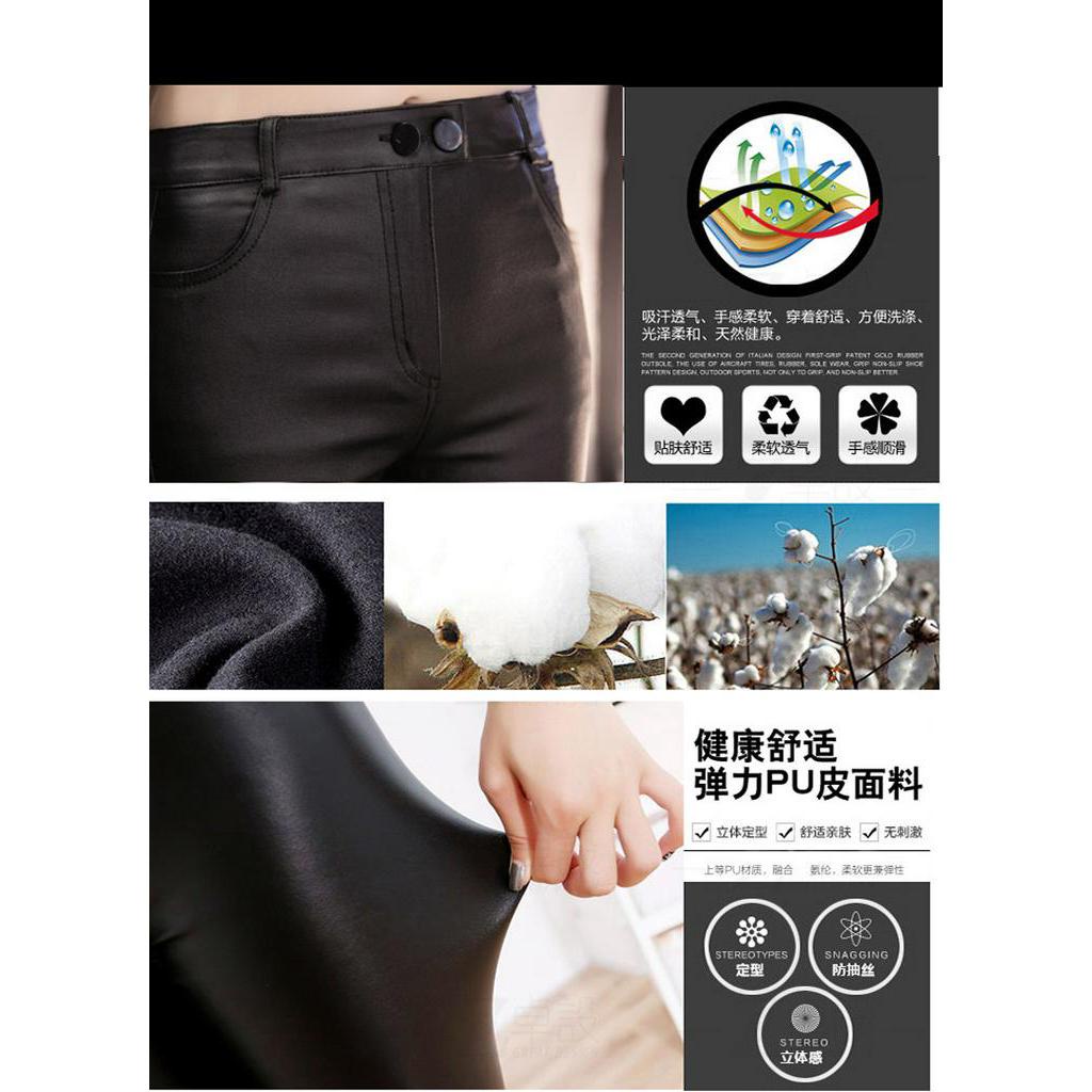 Quần Legging Bằng Da Lưng Cao Ôm Dáng Hai Hàng Nút Thời Trang Cho Nữ