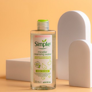 Nước Tẩy Trang Simple Micellar Làm Sạch, Không Chứa Cồn, Không Gây Khô Rát 200ml