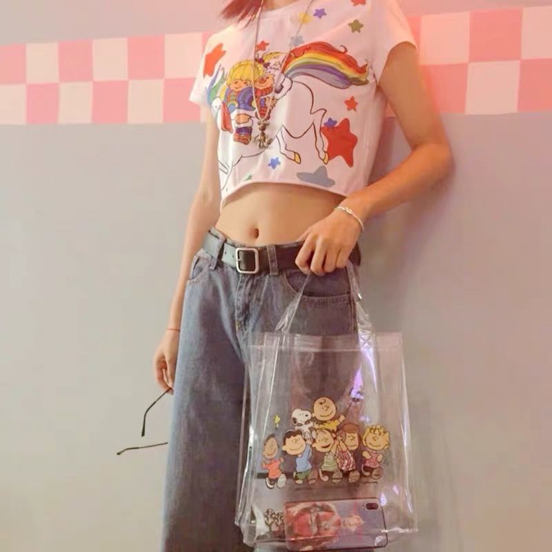 Túi Xách Nữ Trong Suốt In Hình Chó Snoopy Dễ Thương